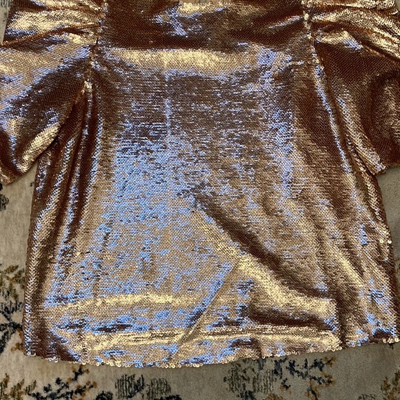 Ulla Johnson Puff Sleeve Rose Gold Top Size 10 Gently Worn - Picture 6 of 7